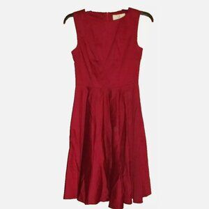 Red Sleeveless Dress XS Flared Skirt Cotton Blend NWT Back Zip Back Zip